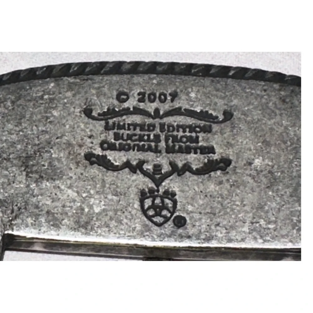 Ariat Mens Black Leather Western Belt XL Silver Engraved Buckle A1523401 2007 LE